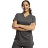 Cherokee Scrub Set For Women Modern Classic Fit 3 Pockets V-Neck Top WW620 with 5 Pockets Moderate Flare Leg Pant WW120(Pewter)