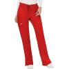 Cherokee Scrub Set For Women Modern Classic Fit 3 Pockets V-Neck Top WW620 with 5 Pockets Moderate Flare Leg Pant WW120(Red)