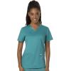 Cherokee Scrub Set For Women Modern Classic Fit 3 Pockets V-Neck Top WW620 with 5 Pockets Moderate Flare Leg Pant WW120(Teal Blue)