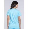 Cherokee Scrub Set For Women Modern Classic Fit 3 Pockets V-Neck Top WW620 with 5 Pockets Moderate Flare Leg Pant WW120(Turquoise)
