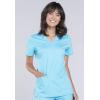 Cherokee Scrub Set For Women Modern Classic Fit 3 Pockets V-Neck Top WW620 with 5 Pockets Moderate Flare Leg Pant WW120(Turquoise)