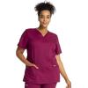 Cherokee Scrub Set For Women Modern Classic Fit 3 Pockets V-Neck Top WW620 with 5 Pockets Moderate Flare Leg Pant WW120(Wine)