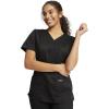 Cherokee Scrub Set For Women, Modern Classic Fit Mock Wrap Top WW610 With Mid Rise, Straight Leg Pant WW110(Black)