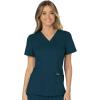 Cherokee Scrub Set For Women, Modern Classic Fit Mock Wrap Top WW610 With Mid Rise, Straight Leg Pant WW110(Caribbean Blue)