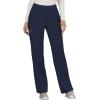 Cherokee Scrub Set For Women, Modern Classic Fit Mock Wrap Top WW610 With Mid Rise, Straight Leg Pant WW110(Navy)