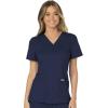 Cherokee Scrub Set For Women, Modern Classic Fit Mock Wrap Top WW610 With Mid Rise, Straight Leg Pant WW110(Navy)