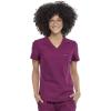 Cherokee Scrub Set for Women, 6 Pockets with Tuckable V-Neck Top CK819 & Mid Rise Tapered Leg Drawstring Scrub Pant – CK095, Wine- L Top/L Pant