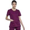 Cherokee Scrub Set for Women, Round Neck Scrub Top WW602 Natural Rise Jogger Scrub Pant with Elasticized Waistband WW011(Wine)
