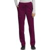 Cherokee Scrub Set for Women Zip Round Neck Scrub Top WW602 Mid Rise Tapered Leg Drawstring Scrub Pant WW105(Wine)