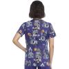Cherokee Scrubs for Women Printed V-Neck Scrub Top with Modern Classic Fit with 2 Welt Pockets & Shirttail Hem – CK637(Haunted Halloween)