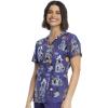 Cherokee Scrubs for Women Printed V-Neck Scrub Top with Modern Classic Fit with 2 Welt Pockets & Shirttail Hem – CK637(Haunted Halloween)