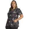 Cherokee Scrubs for Women V-Neck Printed Top Modern Classic Fit with 3 Pockets, Knit Details & Side Vents CK678(Dog is My Zen)