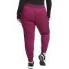Cherokee Women Scrub Set Round Neck Top with Zipper Design WW602 Mid Rise Jogger Pants with Encased Elastic Waistband WW115(Wine)