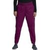 Cherokee Women Scrub Set V-Neck O.R Top WW657 Natural Rise Jogger Scrub Pant with Elasticized Waistband WW011(Wine)
