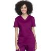 Cherokee Women Scrub Set V-Neck O.R Top WW657 Natural Rise Jogger Scrub Pant with Elasticized Waistband WW011(Wine)