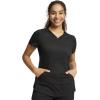Cherokee Women Scrub Set V-Neck Scrub Top WW601, with Mid Rise Scrub Jogger Pants WW115(Black)