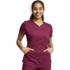 Cherokee Women Scrub Set V-Neck Scrub Top WW601, with Mid Rise Scrub Jogger Pants WW115(Wine)