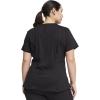 Cherokee Women Scrub Sets Contemporary Fit 3 Pocket Rib Knit Panel Top CK623A 4 Pocket Low Rise, Straight Leg Pant 1123A(Black)