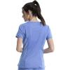 Cherokee Women Scrub Sets Contemporary Fit 3 Pocket Rib Knit Panel Top CK623A 4 Pocket Low Rise, Straight Leg Pant 1123A(Ciel)