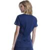 Cherokee Women Scrub Sets Contemporary Fit 3 Pocket Rib Knit Panel Top CK623A 4 Pocket Low Rise, Straight Leg Pant 1123A(Navy)
