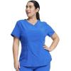 Cherokee Women Scrub Sets Contemporary Fit 3 Pocket Rib Knit Panel Top CK623A 4 Pocket Low Rise, Straight Leg Pant 1123A(Royal)