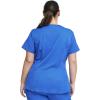 Cherokee Women Scrub Sets Contemporary Fit 3 Pocket Rib Knit Panel Top CK623A 4 Pocket Low Rise, Straight Leg Pant 1123A(Royal)