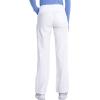 Cherokee Women Scrub Sets Contemporary Fit 3 Pocket Rib Knit Panel Top CK623A 4 Pocket Low Rise, Straight Leg Pant 1123A(White)