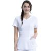 Cherokee Women Scrub Sets Contemporary Fit 3 Pocket Rib Knit Panel Top CK623A 4 Pocket Low Rise, Straight Leg Pant 1123A(White)