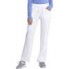 Cherokee Women Scrub Sets Contemporary Fit 3 Pocket Rib Knit Panel Top CK623A 4 Pocket Low Rise, Straight Leg Pant 1123A(White)