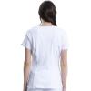 Cherokee Women Scrub Sets Contemporary Fit 3 Pocket Rib Knit Panel Top CK623A 4 Pocket Low Rise, Straight Leg Pant 1123A(White)