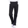Cherokee Women Scrubs Set Workwear Professionals WW665 V-Neck Top & WW170 Mid Rise Straight Leg Pull-on Cargo Pant, Black- 4XL Top / 3XL Pant