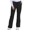 Cherokee Women’s Scrub Set 3 Pockets V-Neck Top WW630 With 4 Pocket Mid Rise Drawstring Cargo Pant 4044(Black)