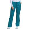Cherokee Women’s Scrub Set 3 Pockets V-Neck Top WW630 With 4 Pocket Mid Rise Drawstring Cargo Pant 4044(Caribbean Blue)