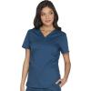 Cherokee Women’s Scrub Set 3 Pockets V-Neck Top WW630 With 4 Pocket Mid Rise Drawstring Cargo Pant 4044(Caribbean Blue)