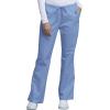 Cherokee Women’s Scrub Set 3 Pockets V-Neck Top WW630 With 4 Pocket Mid Rise Drawstring Cargo Pant 4044(Ciel)