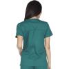 Cherokee Women’s Scrub Set 3 Pockets V-Neck Top WW630 With 4 Pocket Mid Rise Drawstring Cargo Pant 4044(Hunter Green)
