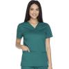 Cherokee Women’s Scrub Set 3 Pockets V-Neck Top WW630 With 4 Pocket Mid Rise Drawstring Cargo Pant 4044(Hunter Green)