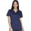Cherokee Women’s Scrub Set 3 Pockets V-Neck Top WW630 With 4 Pocket Mid Rise Drawstring Cargo Pant 4044(Navy)