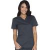 Cherokee Women’s Scrub Set 3 Pockets V-Neck Top WW630 With 4 Pocket Mid Rise Drawstring Cargo Pant 4044(Pewter)