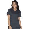 Cherokee Women’s Scrub Set 3 Pockets V-Neck Top WW630 With 4 Pocket Mid Rise Drawstring Cargo Pant 4044(Pewter)