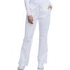 Cherokee Women’s Scrub Set 3 Pockets V-Neck Top WW630 With 4 Pocket Mid Rise Drawstring Cargo Pant 4044(White)