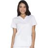 Cherokee Women’s Scrub Set 3 Pockets V-Neck Top WW630 With 4 Pocket Mid Rise Drawstring Cargo Pant 4044(White)