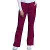 Cherokee Women’s Scrub Set 3 Pockets V-Neck Top WW630 With 4 Pocket Mid Rise Drawstring Cargo Pant 4044(Wine)