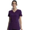 Cherokee Women’s Scrub Set Contemporary Fit, Mid Rise, 6 Pocket Straight Leg Pant CK002 and 4 Pocket V-Neck Top CK605(Eggplant)