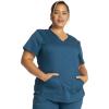 Cherokee Women’s Scrub Set, Modern Classic Fit V-Neck Scrub Top WW601 with Natural Rise Jogger & Elasticized Waistband WW011(Caribbean Blue)
