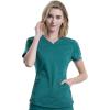 Cherokee Women’s Scrub Set, Modern Classic Fit V-Neck Scrub Top WW601 with Natural Rise Jogger & Elasticized Waistband WW011(Hunter Green)