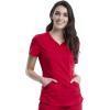 Cherokee Women’s Scrub Set, Modern Classic Fit V-Neck Scrub Top WW601 with Natural Rise Jogger & Elasticized Waistband WW011(Red)