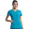 Cherokee Women’s Scrub Set, Modern Classic Fit V-Neck Scrub Top WW601 with Natural Rise Jogger & Elasticized Waistband WW011(Teal Blue)