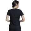 Cherokee Women’s Scrub Set V-Neck Knit Panel Scrub Top WW2875 Mid Rise Tapered Leg Drawstring Scrub Pant WW105(Black)