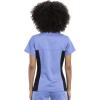 Cherokee Women’s Scrub Set V-Neck Knit Panel Scrub Top WW2875 Mid Rise Tapered Leg Drawstring Scrub Pant WW105(Ciel)